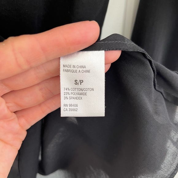 Theory Bianca High Neck Key Hole Pleated Semi Sheer Black Goth Girl Women Small - Picture 10 of 10